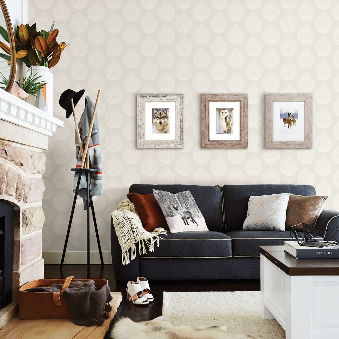 Neutral Wallpaper In Living Room