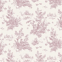 Forest Toile Pink & Off-White Wallpaper