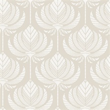 Palmier Light Grey Abstract Lotus Fan Wallpaper