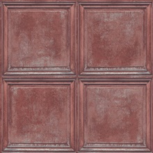 Sky Blue & Red Charleston Faux Wood Panels Wallpaper