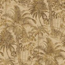 Yubi Brown & Light Gold Tropical Palm Trees Wallpaper