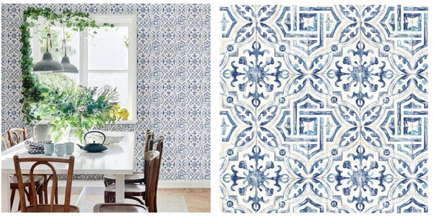 Patterned Faux Spanish Wallpaper