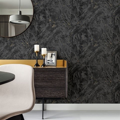 Black Faux Marble Texture Wallpaper