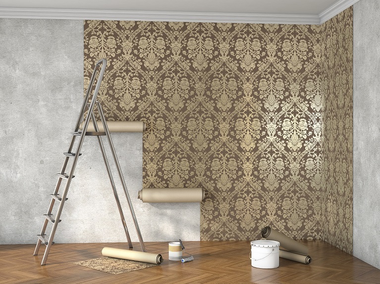 Hamptons Check  Full  Half Wall Wallpaper  Blond  Noir