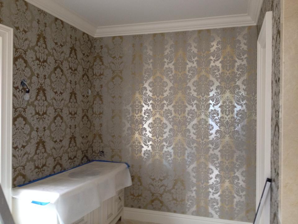 Vertical Stripe Damask Wallpaper