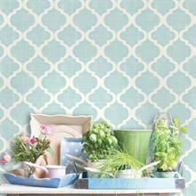 Tabitha Aqua Watercolor Quatrefoil