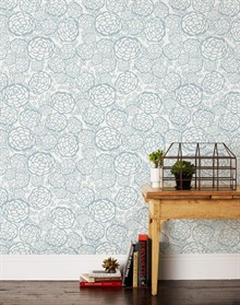 Petal Pusher Blue WALLPAPER (OH JOY!)