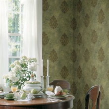 Green Baroque Damask