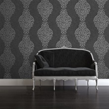 Lux Charcoal Foil Damask