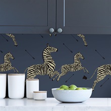 Scalamandr&#233; Denim Zebra Wallpaper