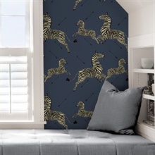 Scalamandr&#233; Denim Zebra Wallpaper
