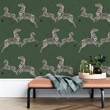 Serengeti Green Zebra Wallpaper
