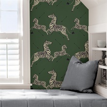 Serengeti Green Zebra Wallpaper