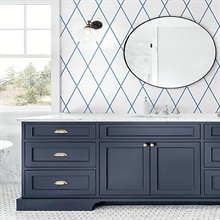Navy Blue & Taupe Geometric Diamond Textured Linen Background Wallpaper