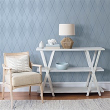 Blue & Baby Blue Argyle Plaid String Textured Wallpaper