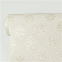 Madelyn Cream Small Damask Wallpaper