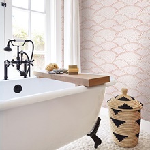 Bennett Pink Dotted Scallop Wallpaper