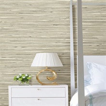 Bellport Ivory Faux Textured Wood Slats Wallpaper