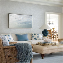 Tiverton Sky Blue Faux Grasscloth Wallpaper