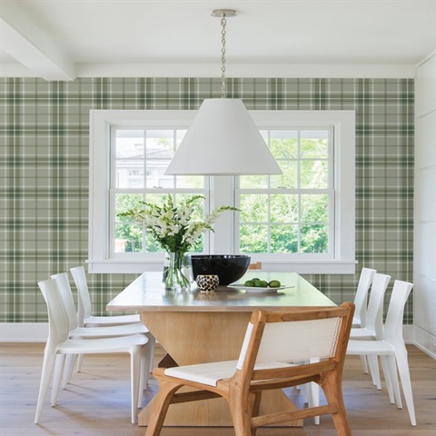 Advantage Sala Green Plaid Wallpaper