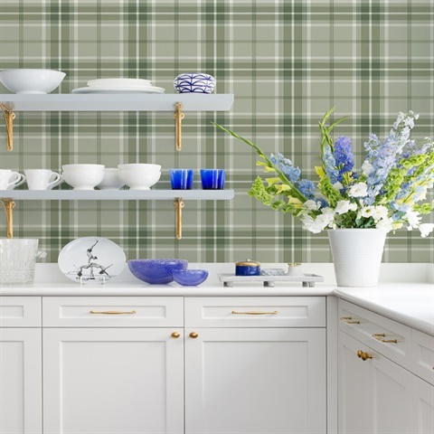 2980-92123 | Sala White Plaid Wallpaper