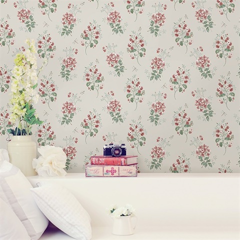 3112-002702 | Beverly Red Floral Wallpaper | Wallpaper Boulevard