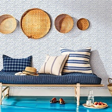 Sand Drips Blue Painted Dots Wallpaper