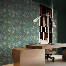 Leaf Flourish Green Blue Italian Wallpaper