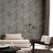 Leaf Flourish Grey Bronze Italian Wallpaper