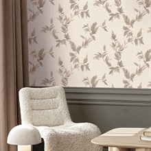 Thin Leaf Grey Gold Italian Wallpaper