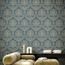 Traditional Damask Green Gold Italian Wallpaper