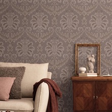 Traditional Damask Purple Gold Italian Wallpaper