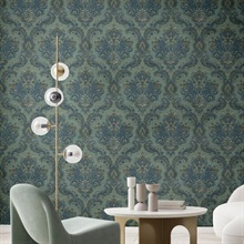 Floral Damask Green Blue Italian Wallpaper