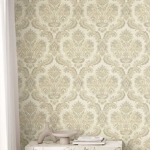 Floral Damask Beige Italian Wallpaper