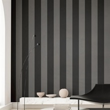 Wide Stripe Anthracite Grey Italian Wallpaper