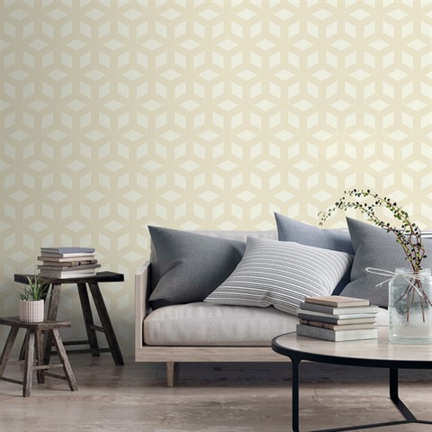 Xander Cream & Gold Glam Geometric Wallpaper