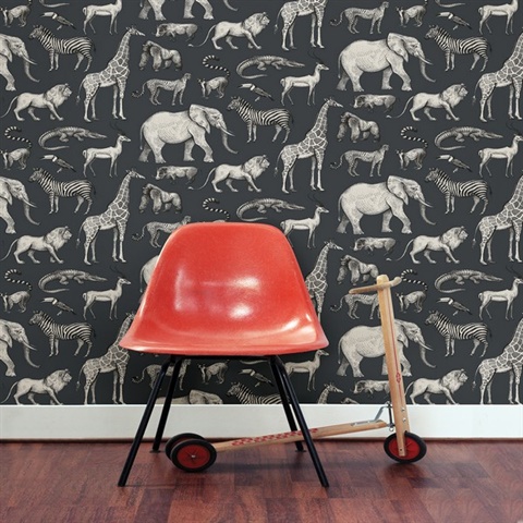 4060-139272 | Kenji Navy Safarin African Animals Wallpaper