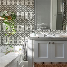 Remy Black Fleur de Lis Tile Wallpaper
