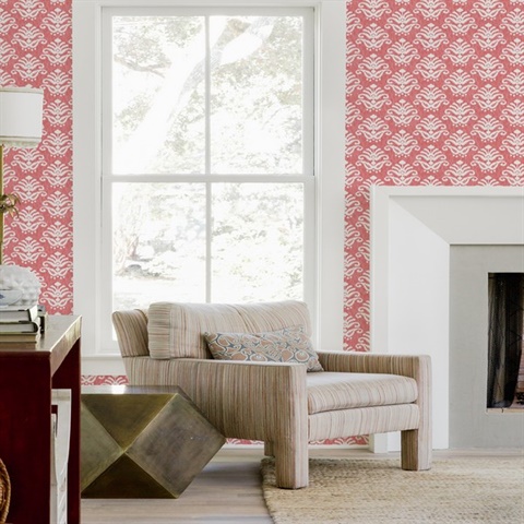 4081-26330 | Keaton Coral Faded Medallion Wallpaper