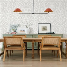 Kiwassa Grey Antler Damask Wallpaper