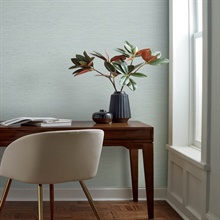 Agave Light Blue Faux Grasscloth Wallpaper