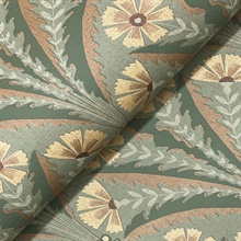 Tap Root Green Floral Damask Wallpaper