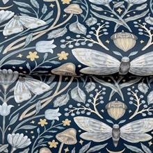 Mystic Moth Navy Blue Forest Magic Wallpaper