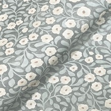 Poppy Trail Light Blue Floral Wallpaper