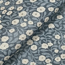 Poppy Trail Dark Blue Floral Wallpaper