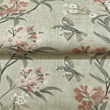 Tea Olive Green Finch Frolic Wallpaper