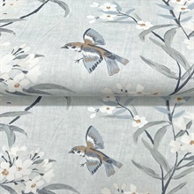 Tea Olive Light Blue Finch Frolic Wallpaper