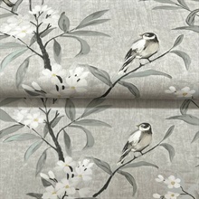 Tea Olive Grey Finch Frolic Wallpaper