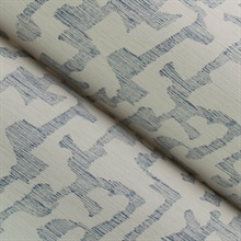 Cipher Blue Geometric Faux Grasscloth Wallpaper