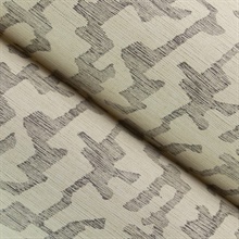 Cipher Black Geometric Faux Grasscloth Wallpaper